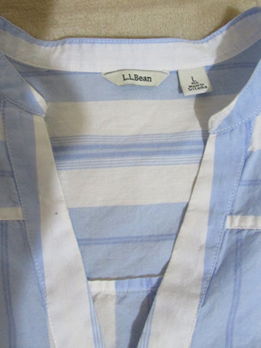 L.L. Bean Women's Tunic Style Blue & White Stripe Shirt - Size Large (B) - Picture 4 of 6